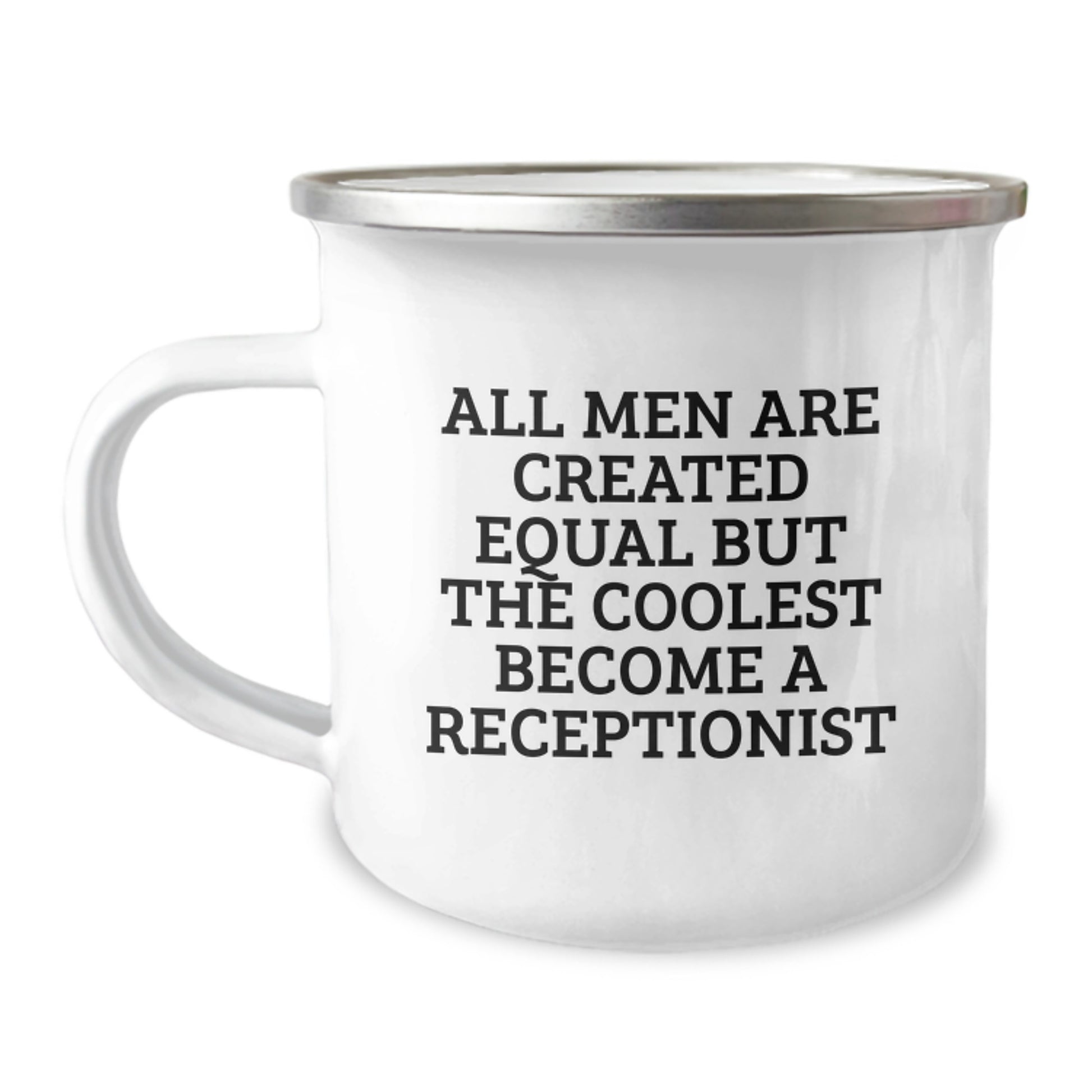 Christmas Unique Gifts, Funny 'All Men Are Created Equal But The Coolest Become A Receptionist' Receptionist Coffee Mug for Men, Funny Gifts from Friends to Family for Receptionist - Image 1