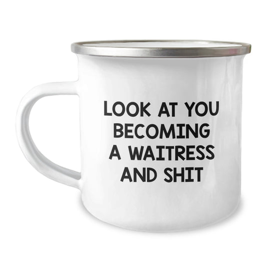 Funny Waitress Gifts for Waitress, Unique Mother's Day Unique Gifts from Men, Women, Friends, Family to Daughter, Sister, Friend as Camping Mug - Image 1