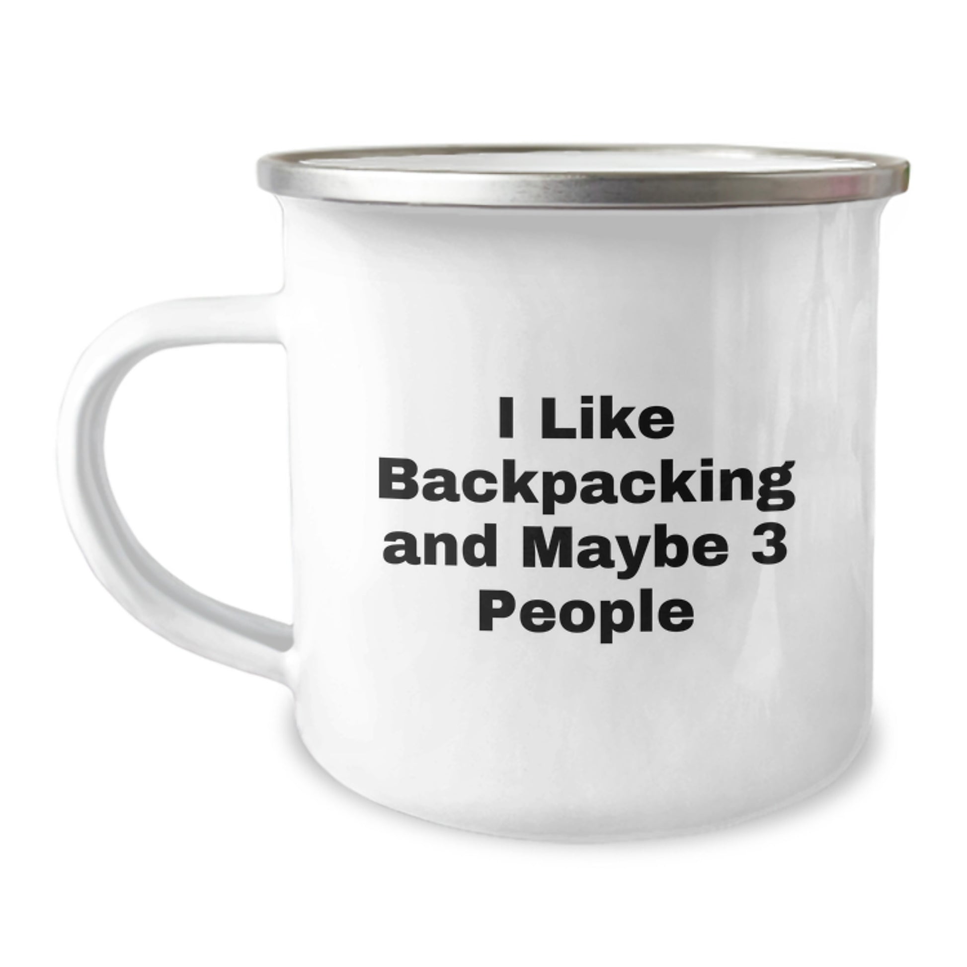 Backpacking Camping Mug Gifts from Friends for Men on Christmas - 'I Like Backpacking And Maybe 3 People' Funny Quote - Image 1