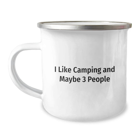 Funny Camping Gifts for Men from Friends, Camping Mug Quote I Like Camping And Maybe 3 People, Christmas Unique Gifts - Image 1