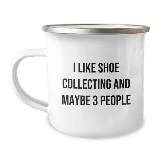 Funny Shoe Collecting Gifts for Men Friends with Enamel Camping Mug, Gift from Family for Graduation Unique - Image 1