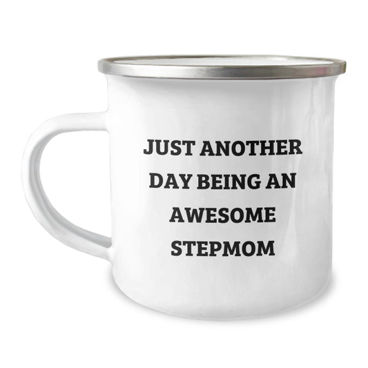 Funny Stepmom Gifts from Family to Stepmom - Just Another Day Being An Awesome Stepmom Camping Mug for Graduation - Image 1