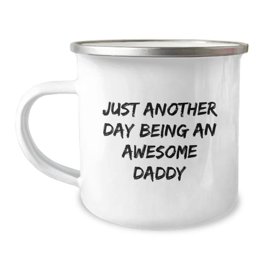 Funny Daddy Gifts for Men, Camping Mug for Husbands, 'Just Another Day Being An Awesome Daddy' Quote, Christmas Unique Presents - Image 1
