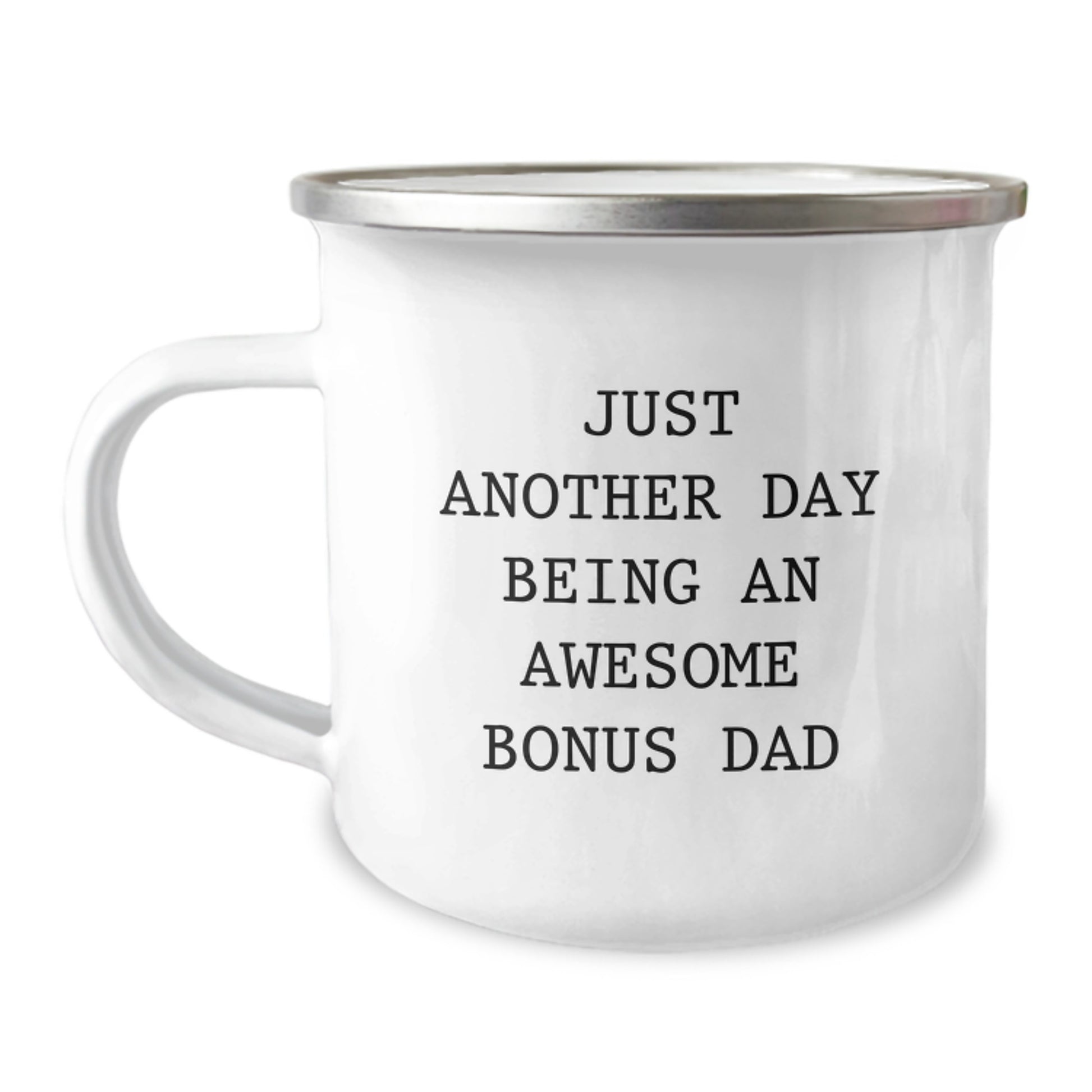 Funny Bonus Dad Gifts for Men Mother's Day Unique Camping Mug, 'Just Another Day Being An Awesome Bonus Dad' Quote, Funny Bonus Dad Sayings, Gifts from Dad - Image 1