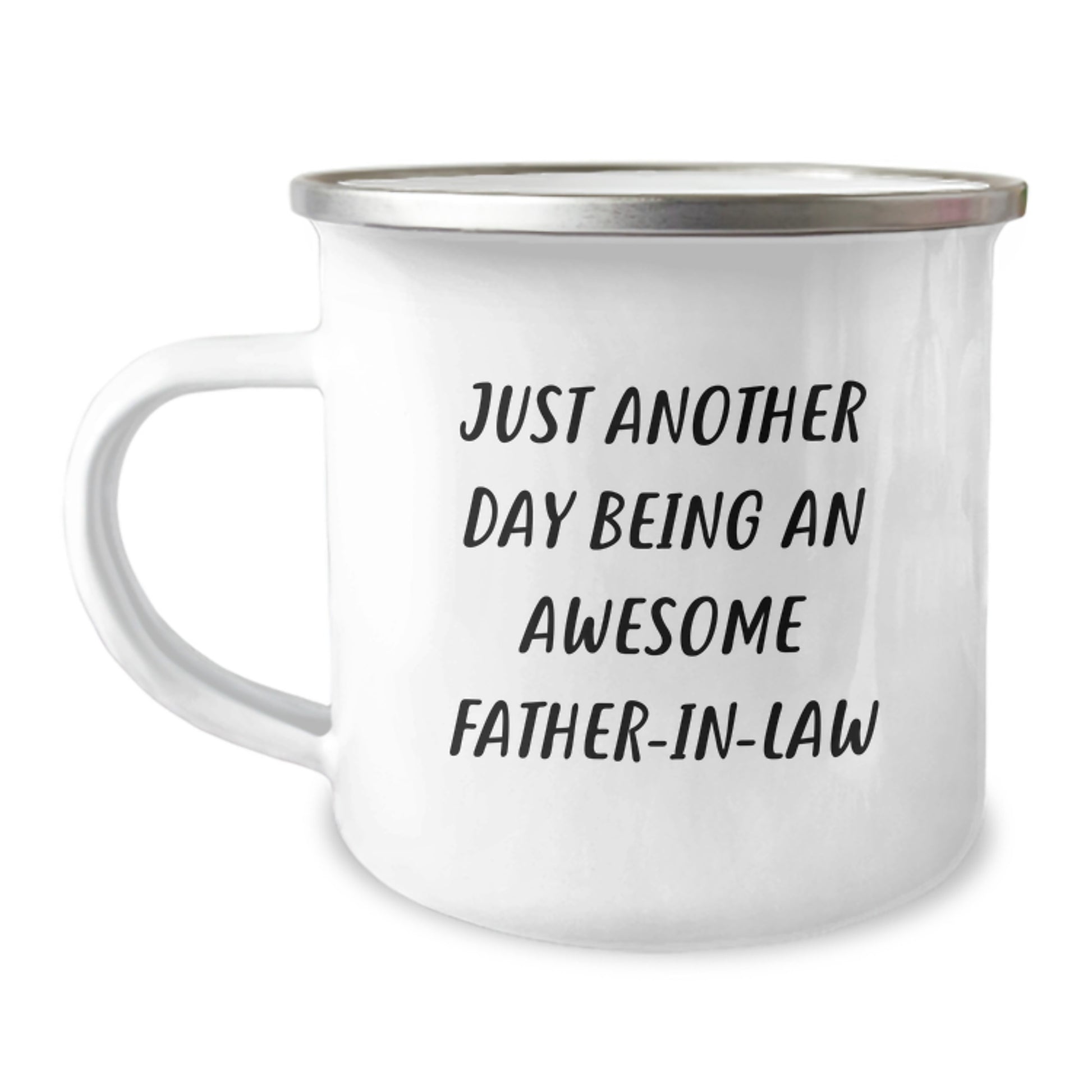 Funny Father-in-law Gifts, Christmas Unique Gifts from Men to Father-in-law, Camping Mug with Quote 'Just Another Day Being An Awesome Father-in-law' - 12 oz Stainless Steel - Image 1