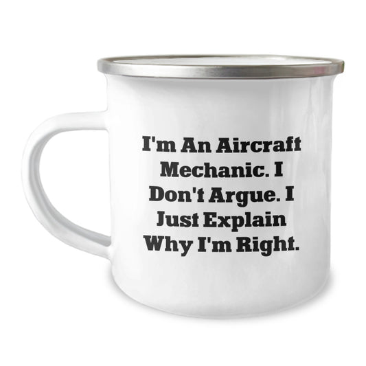 Unique Gifts for Aircraft Mechanic, Funny Camping Mug for Birthday, Aircraft Mechanic Enthusiast Gifts from Friends, Inspirational Quotes for Men - Image 1