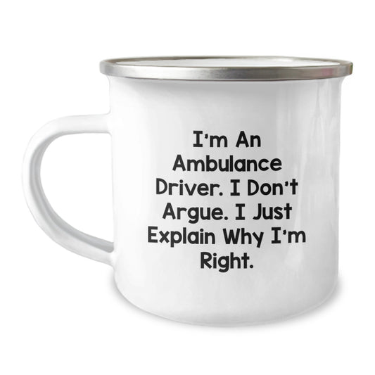 Fun Ambulance Driver Gifts from Friends, Unique Graduation Presents for Ambulance Driver Men, Funny Camping Mugs with Ambulance Driver Quote - Image 1