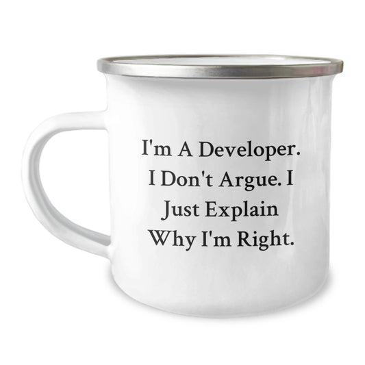 Developer Camping Mug Gift for Him - A Witty Keepsake Present - Image 1