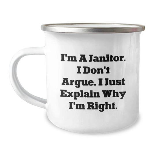 Funny Janitor Gifts for Men Friends from Coworkers Camping Mug with Inspirational Quote - Image 1