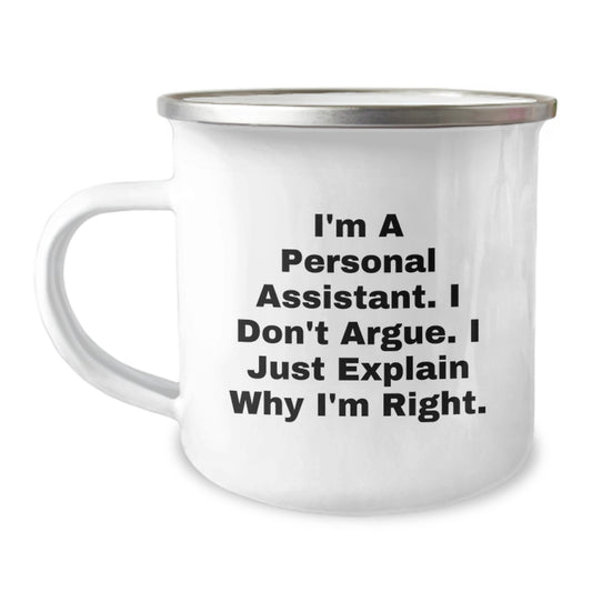 Funny Personal Assistant Camping Mug Gifts for Men from Friends, Unique Christmas Unique Gifts, Personal Assistant Enthusiast Mug, Camping Mug for Family - Image 1