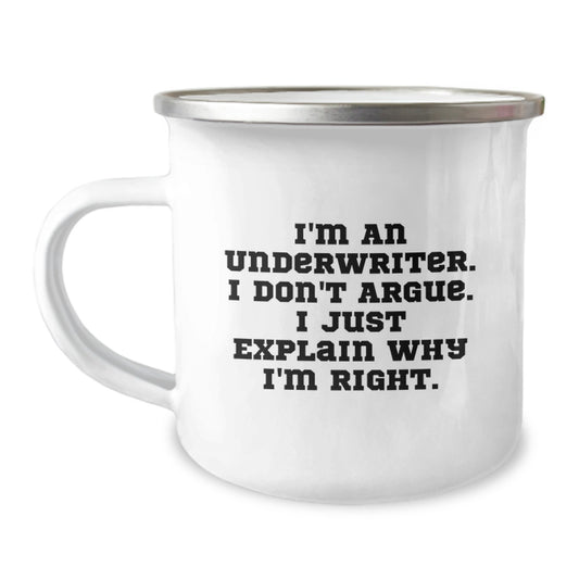 Funny Underwriter Gifts for Men - Underwriter Camping Mug, Inspirational Quote for Christmas Unique Gifts from Family - Image 1
