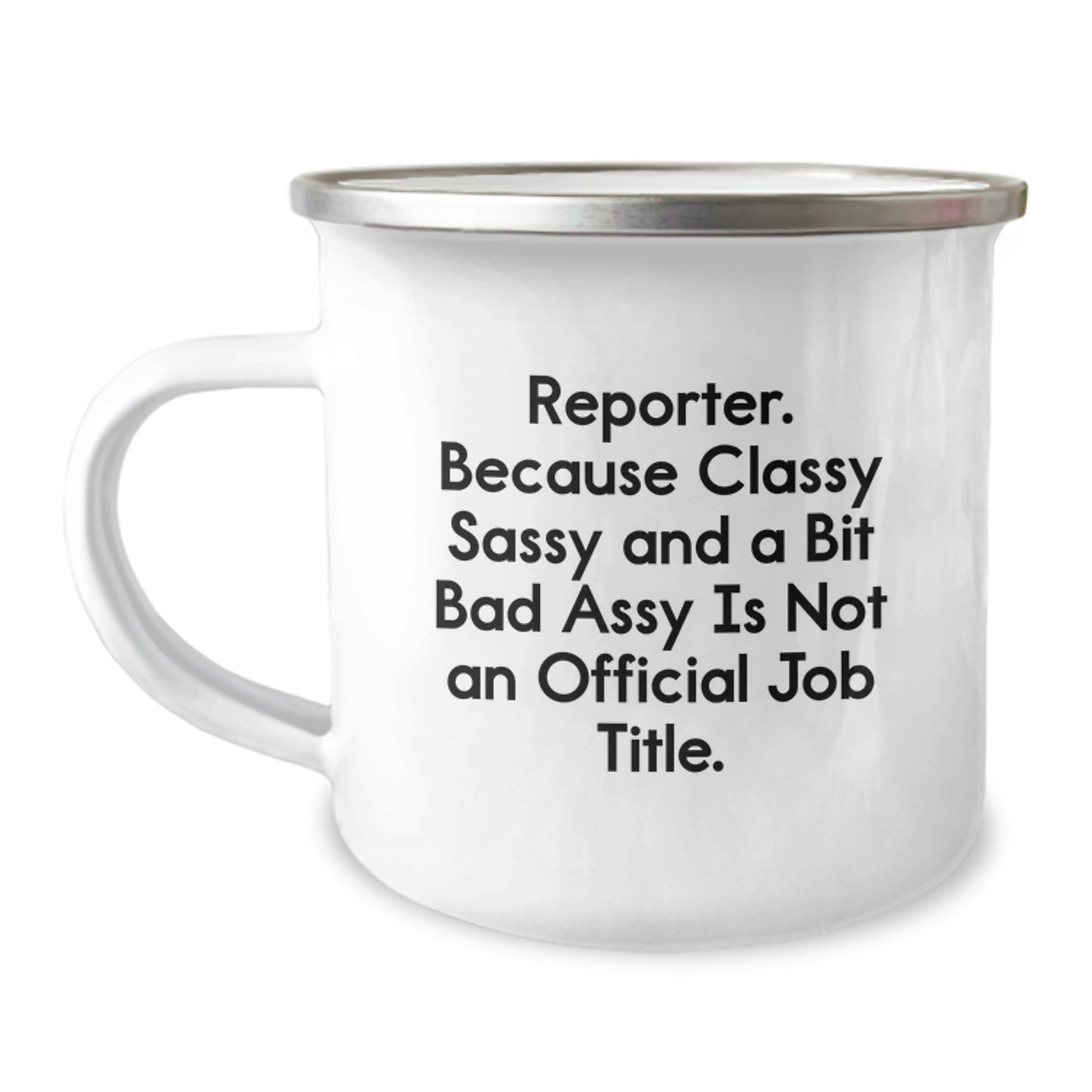 Reporter Keepsake Camping Mug for Him Graduation Gift With Bold Quote - Image 1