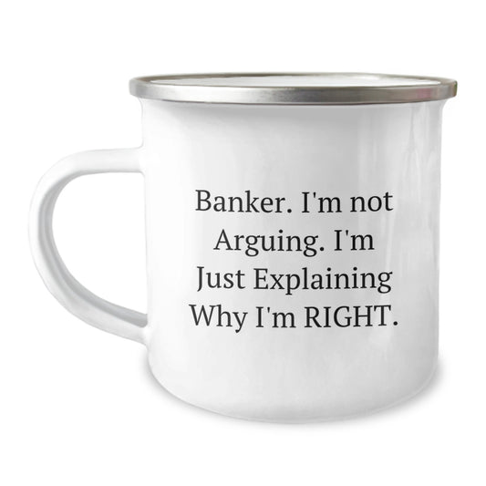Funny Banker Gifts from Friends to Men, Unique Graduation Unique Gifts for Banker, Camping Mug with Inspirational Quote - Image 1