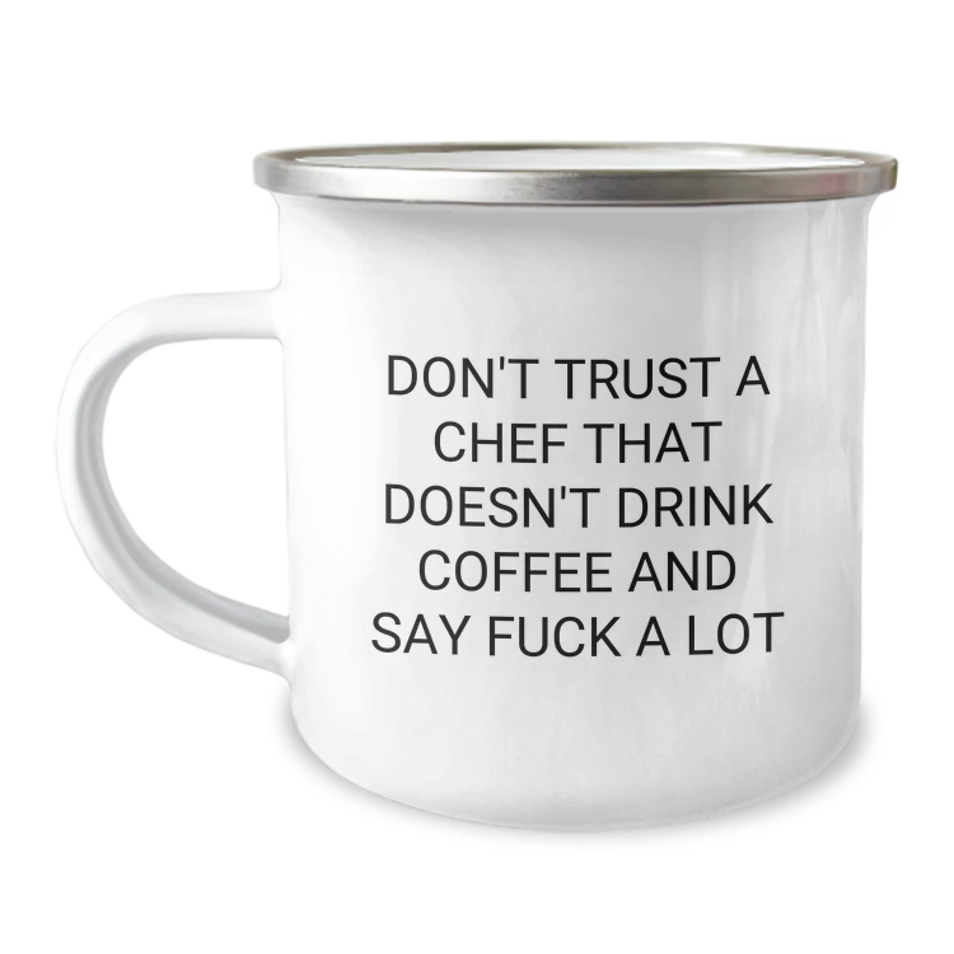 Funny Chef Gifts for Graduation - 'Don't Trust A Chef' Camping Mug, 12 oz Stainless Steel with Enamel Finish, Gifts from Men to Chef Friends and Family - Image 1