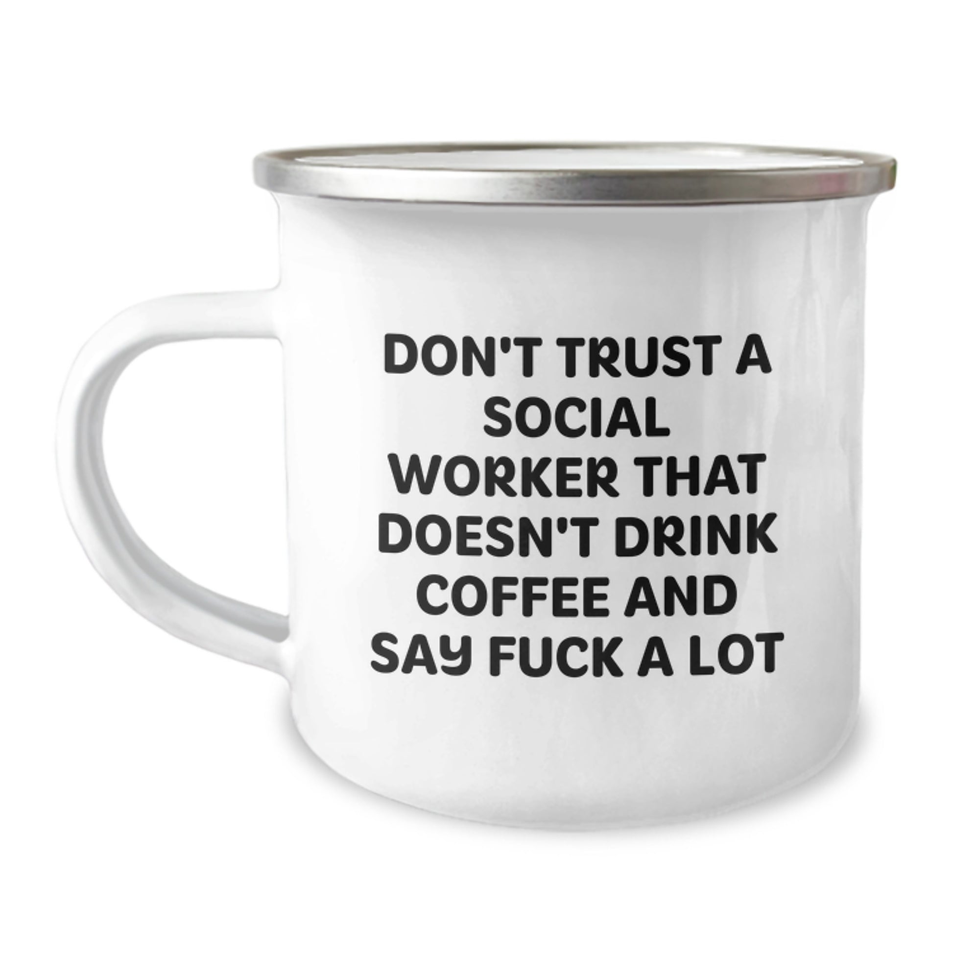 Funny Social Worker Gifts for Men, Unique Camping Mug, Graduation Unique Gifts from Friends, 'Don't Trust A Social Worker...' - Image 1
