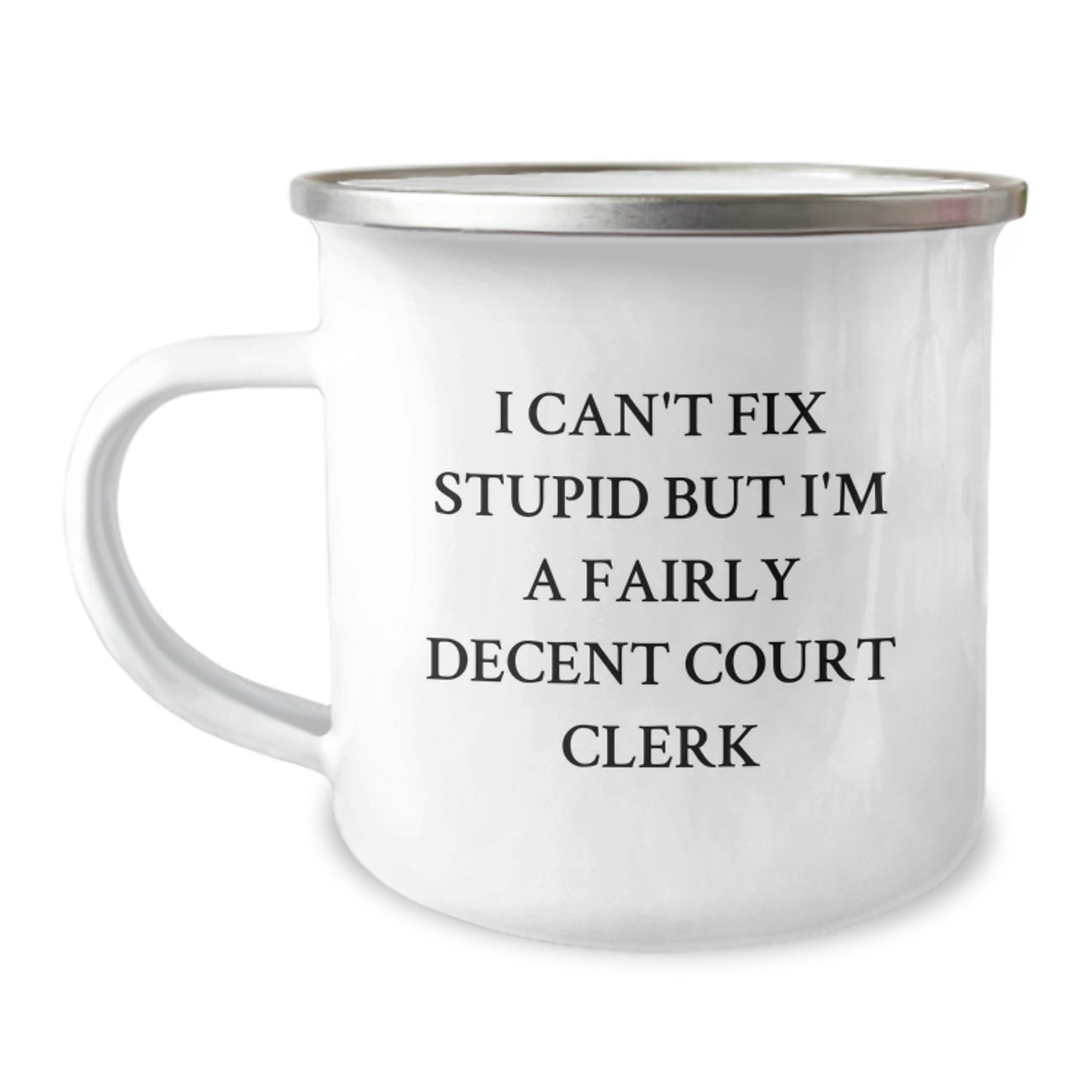 Court Clerk Keepsake Camping Mug for Him 12oz Steel Graduation Gift - Image 1
