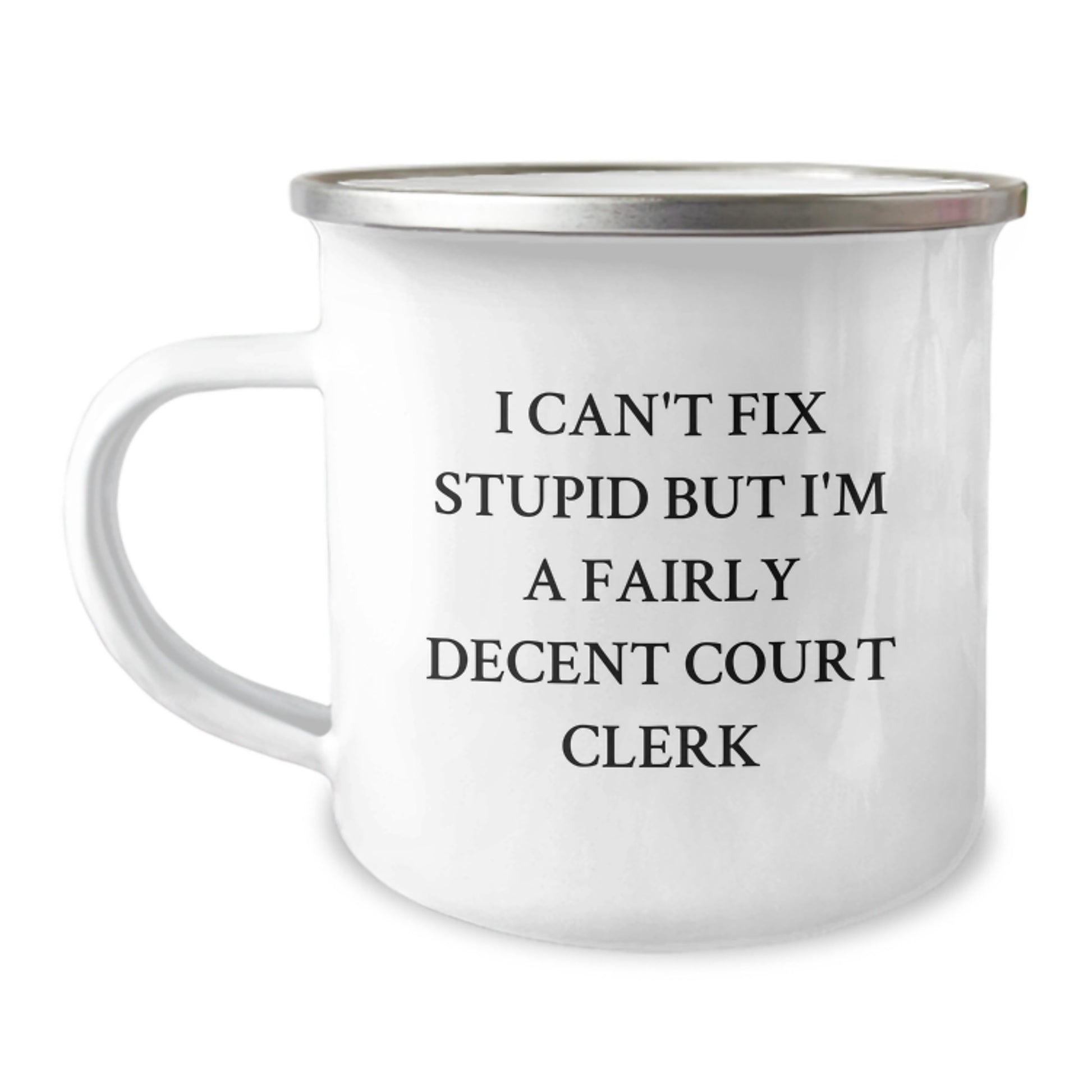 Court Clerk Keepsake Camping Mug for Him 12oz Steel Graduation Gift - Image 1