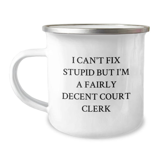 Court Clerk Keepsake Camping Mug for Him 12oz Steel Graduation Gift - Image 1