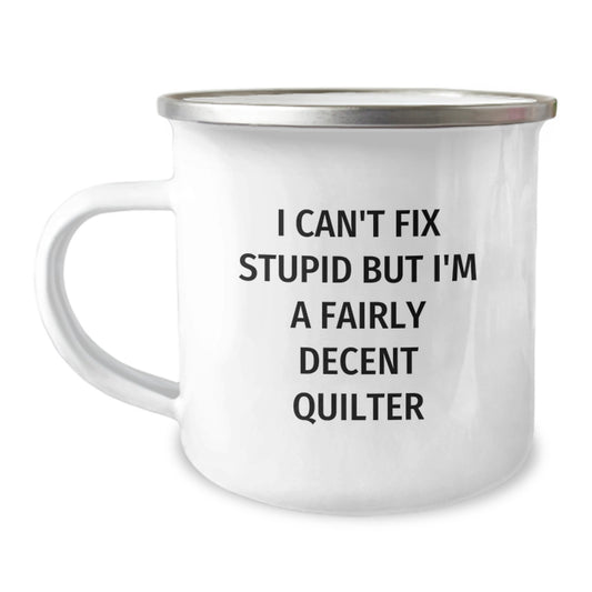 Funny Quilter Gifts from Friends, Cute Camping Mug for Quilter, Valentine's Unique Gifts - Image 1