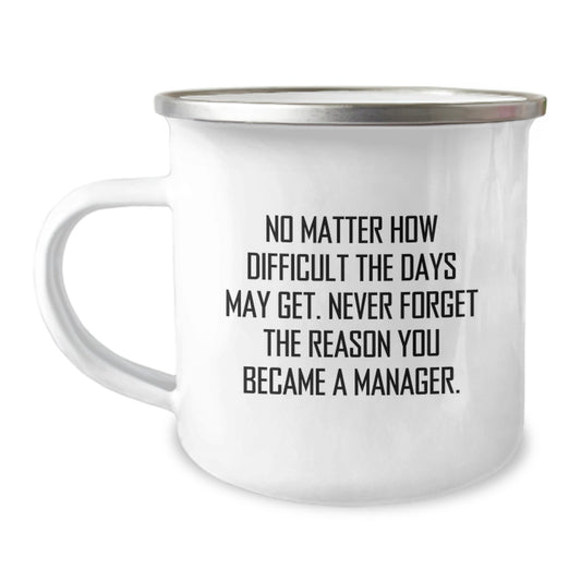 Funny Inspirational Gifts from Family for Manager Graduation Unique Camping Mug - Never Forget The Reason You Became A Manager - Image 1