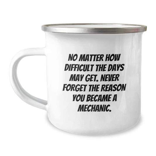 Inspirational Gifts from Friends for Mechanic Men Camping Mug - Never Forget the Reason You Became - Unique Graduation Gift for Him - Image 1
