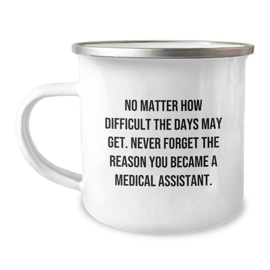Medical Assistant Inspirational Gifts from Friends and Family for Graduation Unique Camping Mug - Never Forget the Reason You Became a Medical Assistant - 12 oz Stainless Steel - Image 1