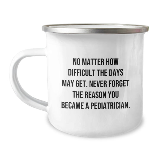 Gifts from Family to Pediatrician, Funny Inspirational Camping Mug for Graduation Unique Gifts, Never Forget the Reason You Became a Pediatrician - 12 oz Stainless Steel with Enamel Finish - Image 1