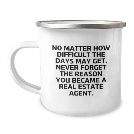 Real Estate Agent Graduation Unique Camping Mug Gifts for Real Estate Agents, Funny Inspirational Quote - Gifts from Family to Real Estate Agent Men - Image 1