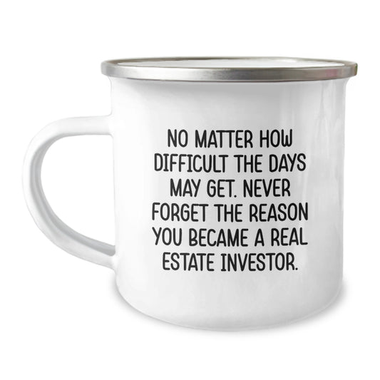 Inspirational Real Estate Investor Graduation Unique Gifts from Men, Gifts for Real Estate Investor Men, Funny Camping Mug - Never Forget The Reason You Became A Real Estate Investor. - Image 1