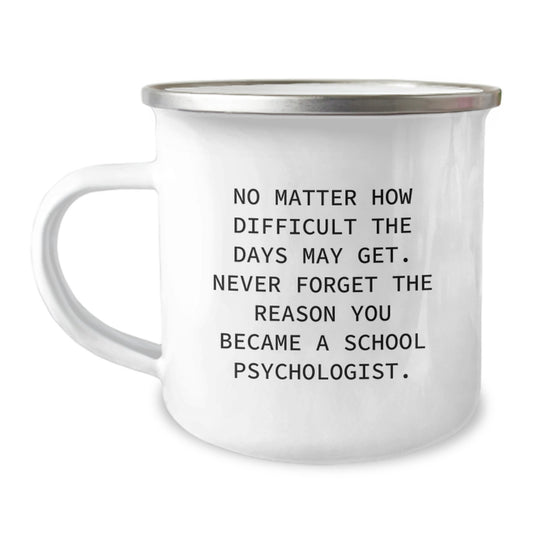 Motivational School Psychologist Gifts from Family for Graduation Unique Camping Mugs - Never Forget Your Reason - Funny Quote - Image 1