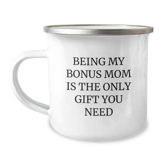 Funny Bonus Mom Gifts for Her - Camping Mug with Inspirational Quote, Gifts from Men to Women, Unique Graduation Present - Image 1
