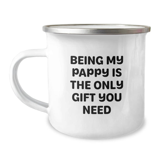 Funny Pappy Gifts for Men, 12 oz Camping Mug with Inspirational Quote 'Being My Pappy Is The Only Gift You Need' from Family, Unique Graduation Gift for Him - Image 1