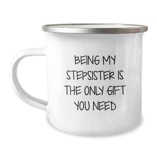 Unique Gifts for Stepsister from Men, Funny Stepsister Camping Mug, Perfect for Valentine's - Image 1
