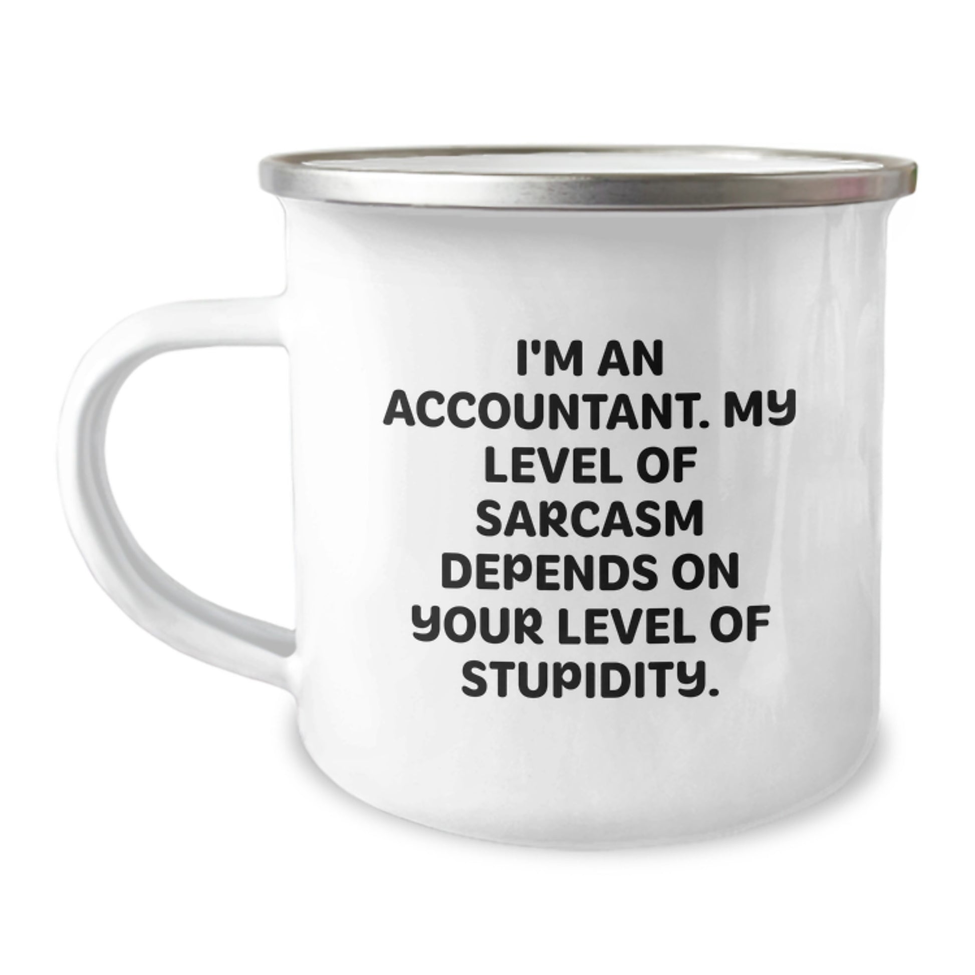 Funny Accountant Gifts from Friends for Him, 'Sarcasm Level' Stainless Steel Camping Mug, Birthday Unique Gifts - Image 1