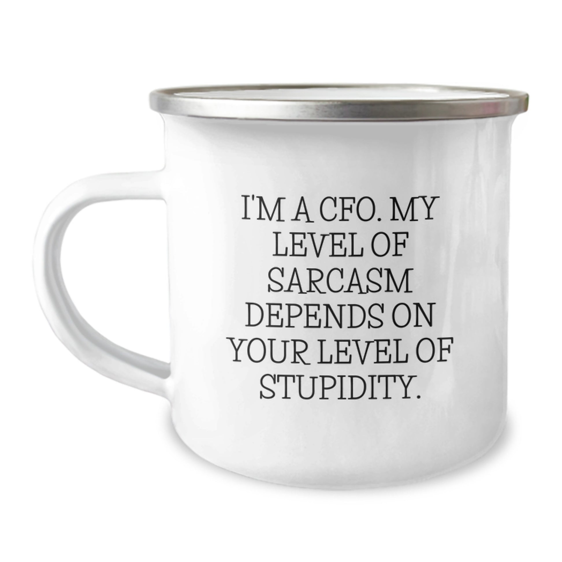 Funny CFO Gifts for Men, Graduation Unique Gifts from Friends to CFO, I'm A Cfo, My Level Of Sarcasm Depends On Your Level Of Stupidity, Camping Mug - Image 1