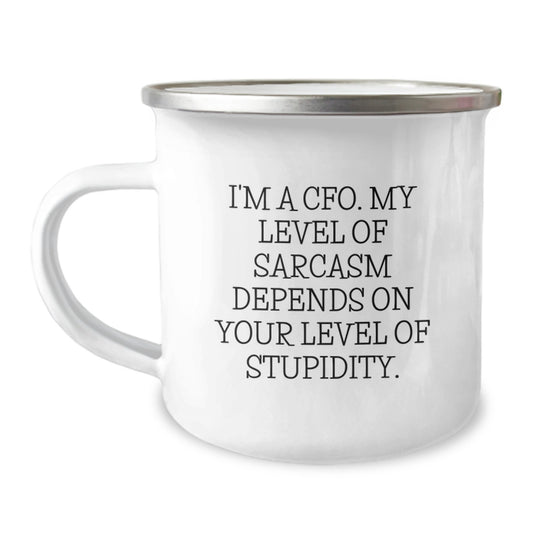 Funny CFO Gifts for Men, Graduation Unique Gifts from Friends to CFO, I'm A Cfo, My Level Of Sarcasm Depends On Your Level Of Stupidity, Camping Mug - Image 1