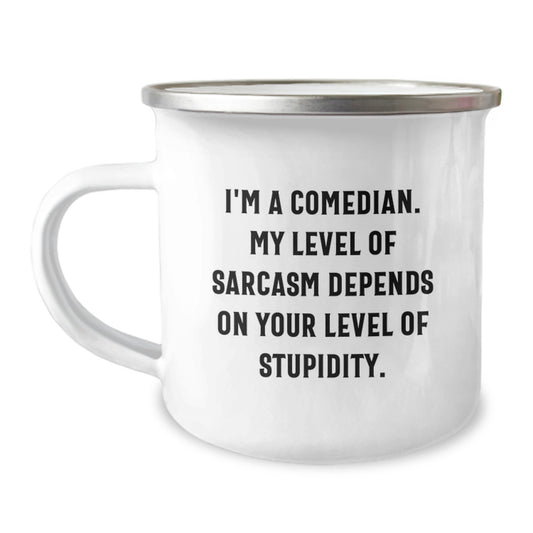 Funny Comedian Graduation Gifts for Men from Friends - Comedian Camping Mug with Sarcasm Quote - Image 1