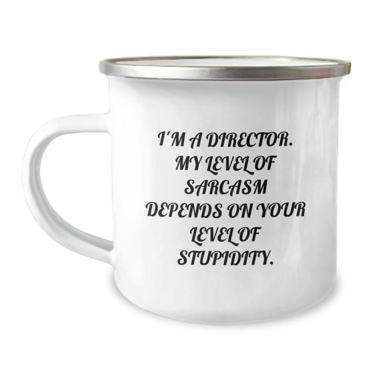 Funny Director Gifts from Friends, Inspirational Camping Mug for Director Graduation Unique Gifts, Director Sarcasm Level Mugs - Image 1