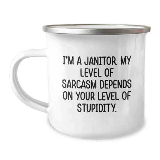 Funny Janitor Camping Mug Gifts from Friends for Graduation, Janitor Humor Gift for Men - Image 1