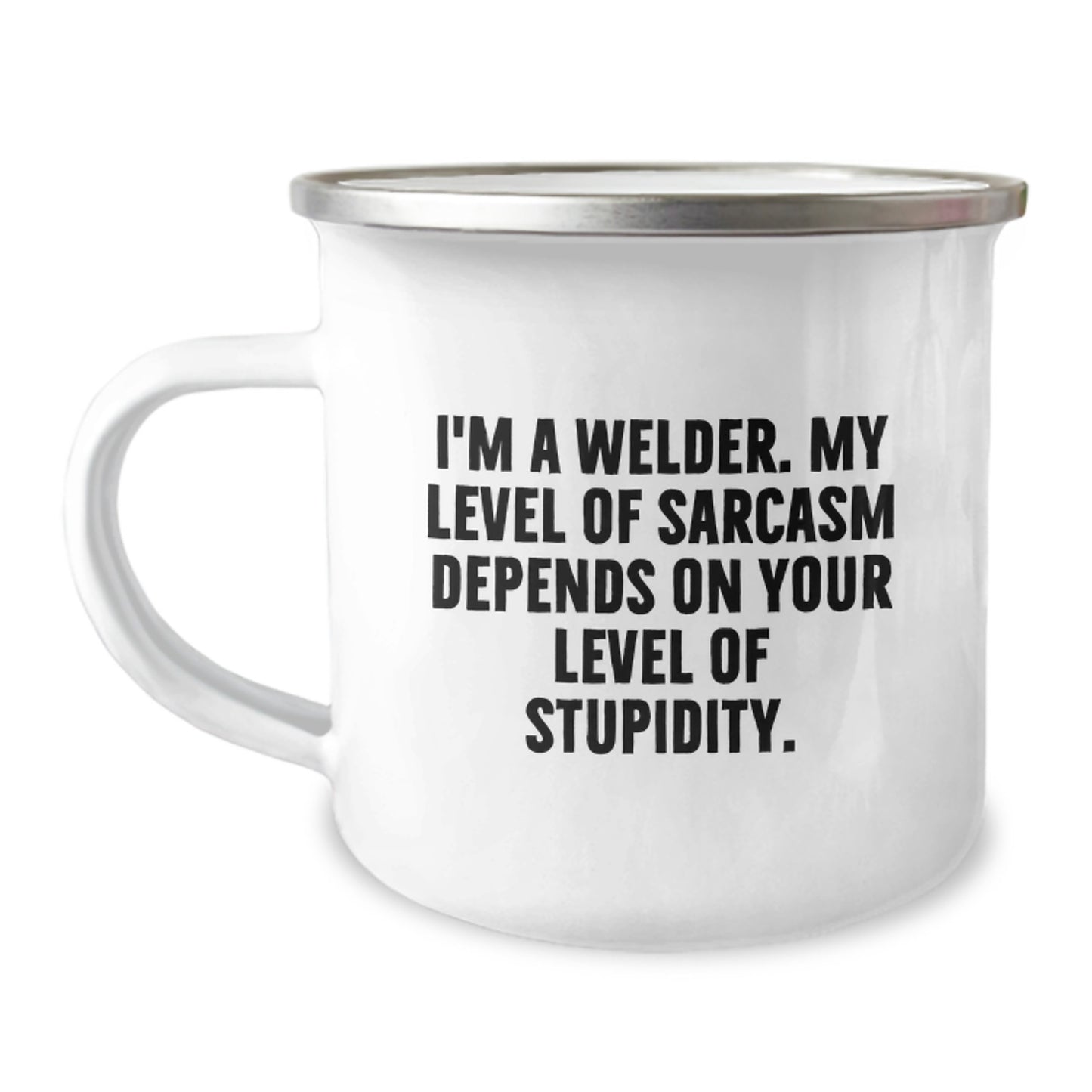 Funny Welder Gifts from Friends - I'm A Welder. My Level Of Sarcasm Depends On Your Level Of Stupidity. - Welder Camping Mug for Men, Women, Graduation Unique Gifts - Image 1