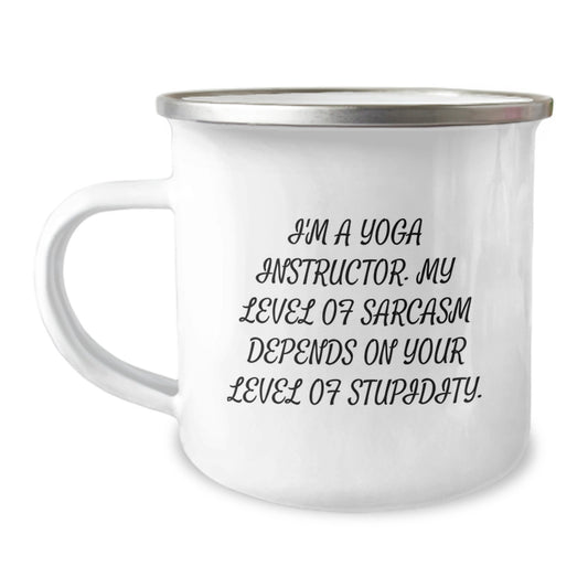 Funny Gifts from Friends for Yoga Instructor - Cute Sarcasm Mug for Birthday, 12 oz Stainless Steel with Enamel Finish - Image 1