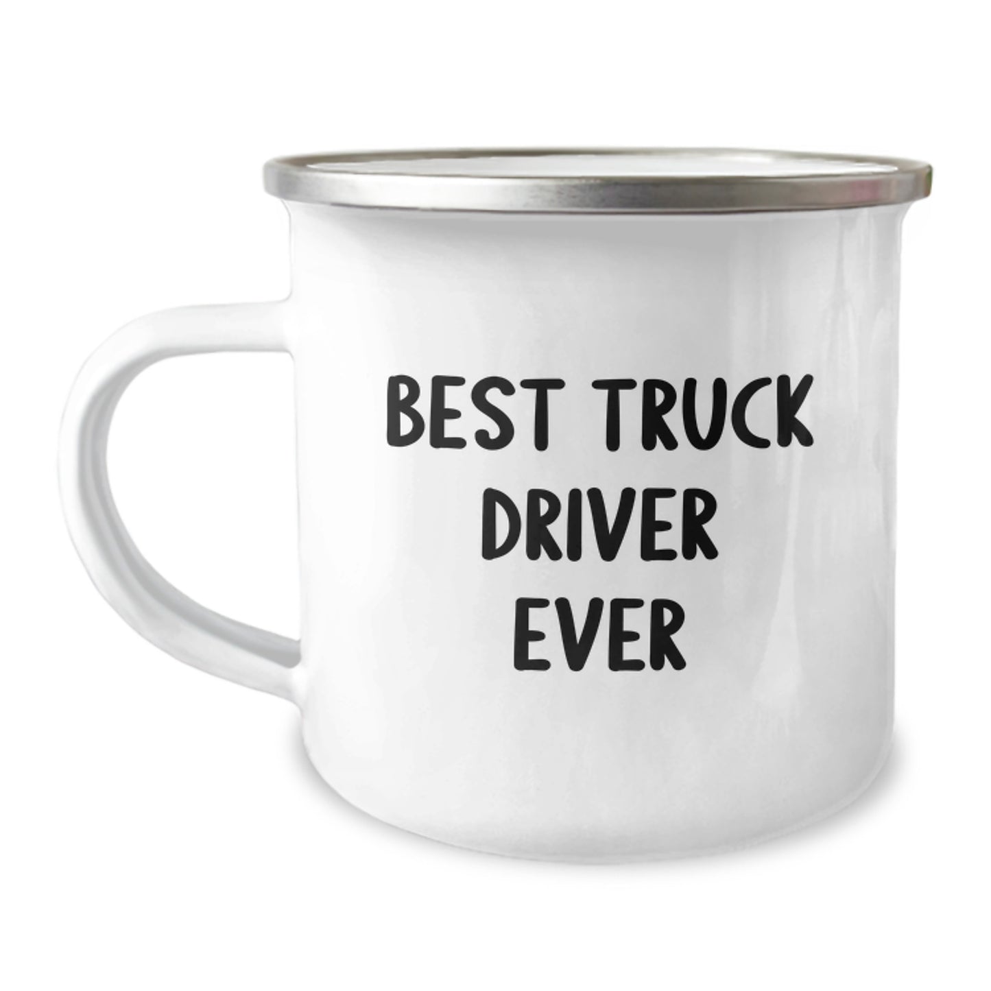 Funny Truck Driver Gifts for Men, Best Truck Driver Ever Quote Enamel Camping Mug, Christmas Unique Presents for Truckers - Image 1