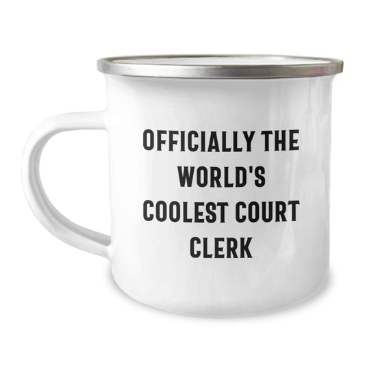 Gifts from Friends to Court Clerk, Officially The Worlds Coolest Court Clerk Humor Camping Mug, Perfect for Court Clerk Office Christmas Unique Gift - Image 1