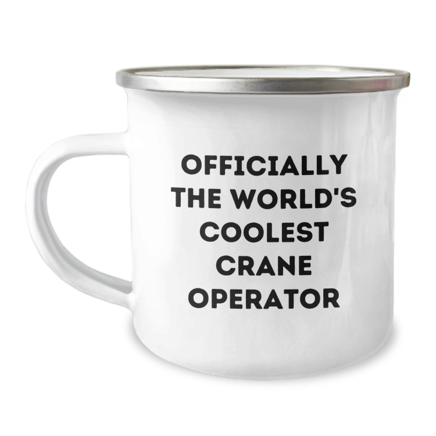 Funny Crane Operator Gifts from Friends and Family for Him - Officially The World's Coolest Crane Operator Enamel Camping Mug - Image 1