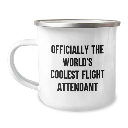 Flight Attendant Gifts, Funny 'Officially The World's Coolest Flight Attendant' Camping Mug, Gifts for Flight Attendant, Unique Graduation Gifts - Image 1