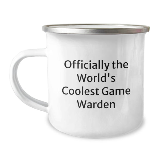 Funny Game Warden Gifts for Men from Friends - 'Officially The World's Coolest Game Warden' Stainless Steel Camping Mug - Image 1