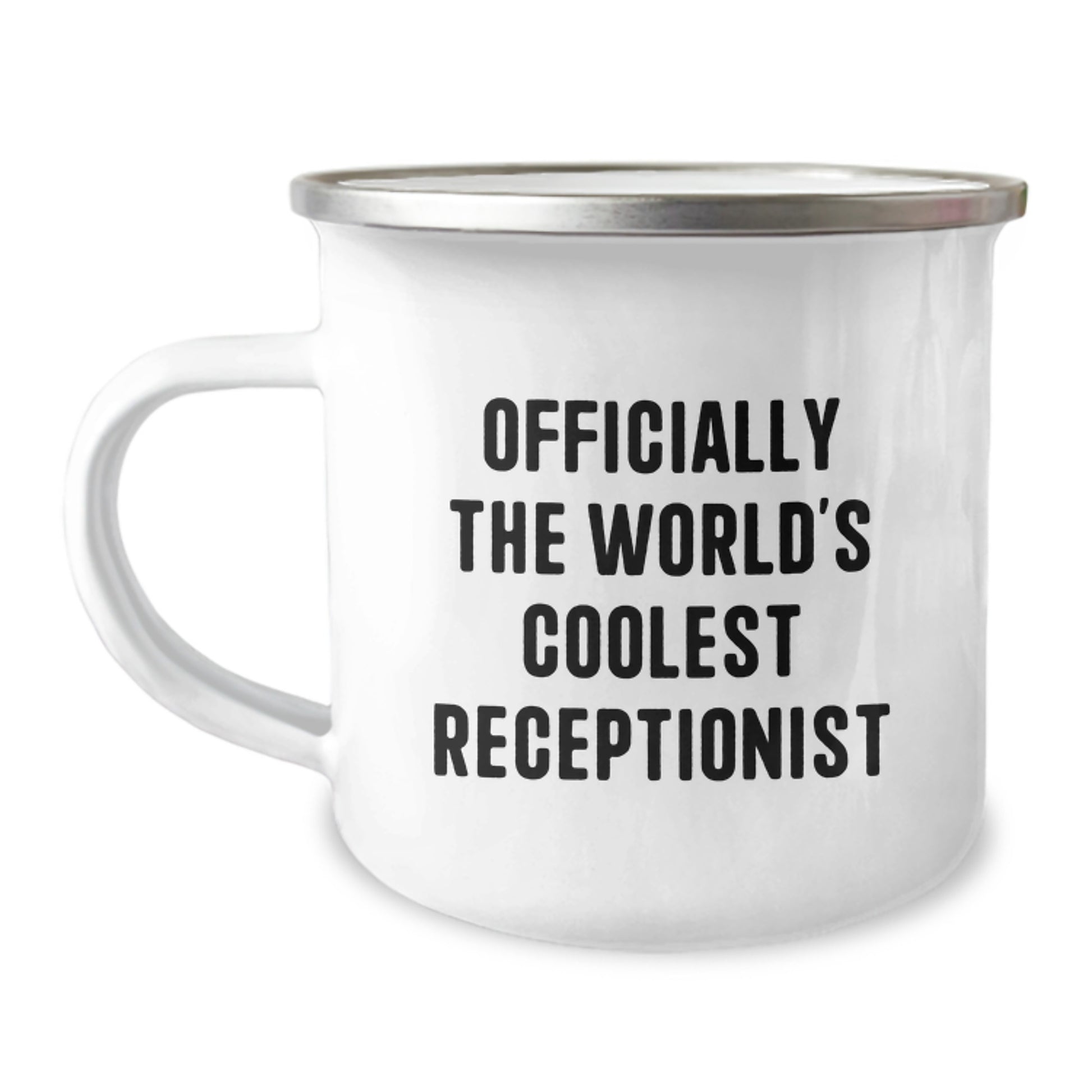 Gifts from Family for Receptionist, Funny Quote - Officially The World's Coolest Receptionist, Camping Mug for Graduation Unique Gifts - Image 1