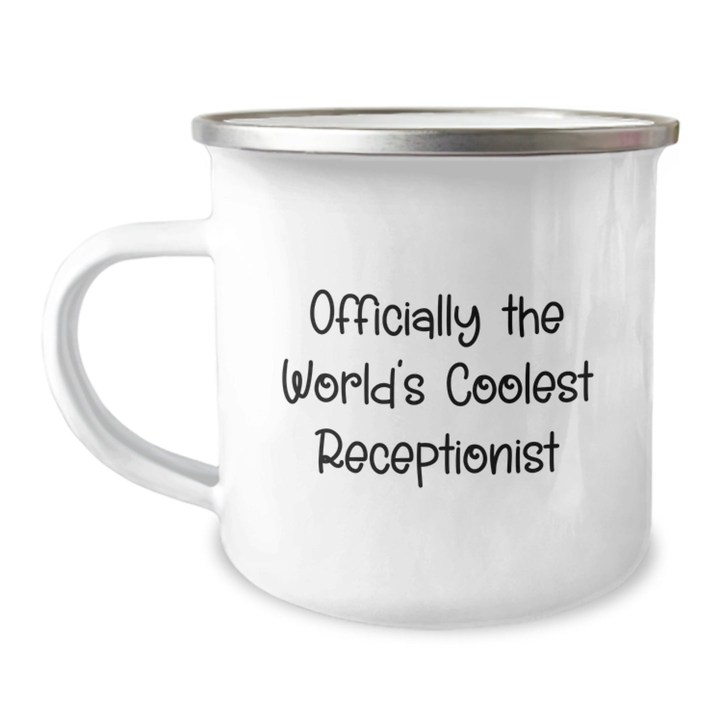 Graduation Unique Gifts for Receptionists, Officially The World's Coolest 'Receptionist' Funny Mugs, Stainless Steel with Enamel Finish, Gifts from Colleagues to Receptionist - Image 1