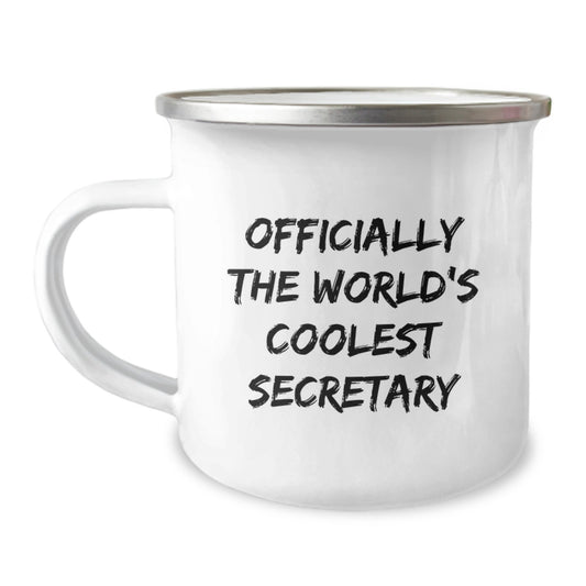 Funny Secretary Gifts from Friends - Officially The World's Coolest Secretary Camping Mug for Secretary - Graduation Unique Gifts for Men or Women - Image 1