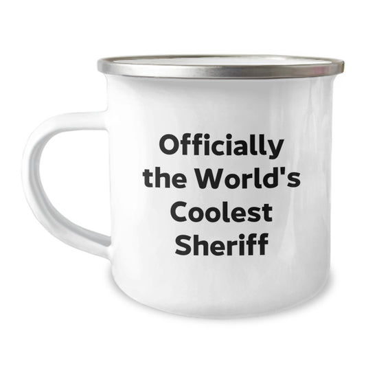 Sheriff Gifts for Him, Unique Christmas Unique Gifts from Friends, Camping Mug with Officially The World's Coolest Sheriff Quote - Image 1